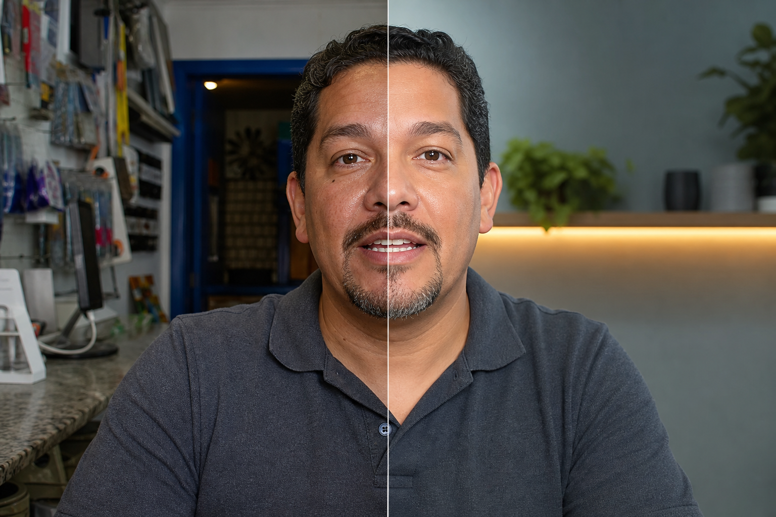Real person on the left, AI clone on the right